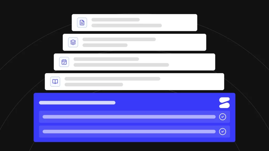 Illustration of the finance stack from transactions to financial reporting